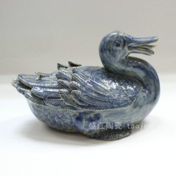 RYZD01景德鎮精品陶瓷 鴨雕塑 淡藍藝術品