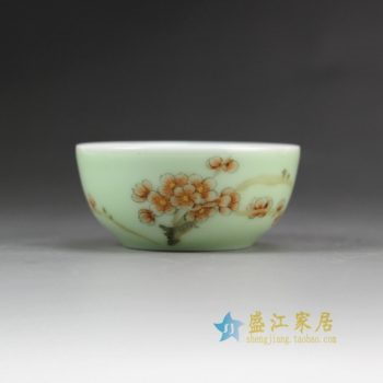 14DR158-B 2861手绘粉彩梅花图 茶杯品茗杯 功夫茶具 