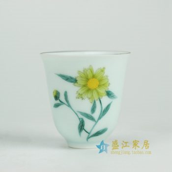 RYOK80-A_景德鎮陶瓷 純手繪 粉彩 花草 茶杯 茶具