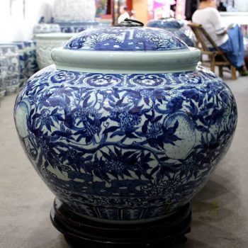 RYOM25-B_盛江陶瓷 手繪青花 壽桃 陶瓷罐 蓋罐 儲物罐 米缸