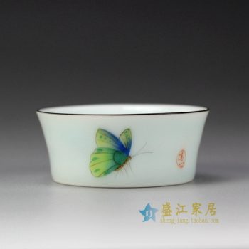 RYOK82-E_景德鎮陶瓷 手繪粉彩 描金 單杯 茶具