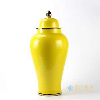 rykb132-g  顏色釉 黃色將軍罐 藝術擺件品 廠家直銷