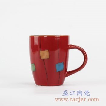 RZKI01_高溫顏色釉彩繪紅色現代設計茶杯 辦公杯 陶瓷水杯 咖啡杯