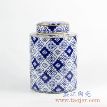 RZKQ01    青花描金茶葉罐儲物罐陶瓷罐日用瓷用具景德鎮