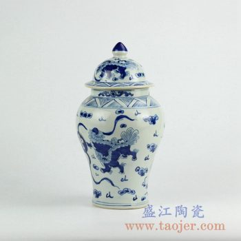 RZKY10-A   景德鎮手繪青花龍紋將軍罐蓋罐陶瓷花瓶藝術擺件品