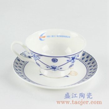 RYIJ05-B   青花咖啡杯碟整套盛江陶瓷定做定制