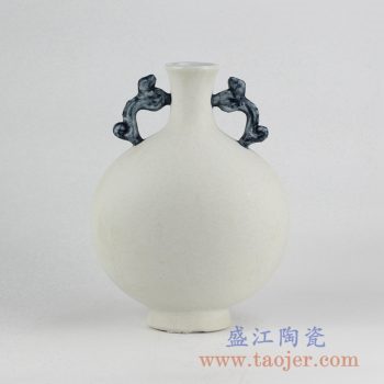 RYUJ19-C   定做定制白胎扁瓶花瓶花插陶瓷品
