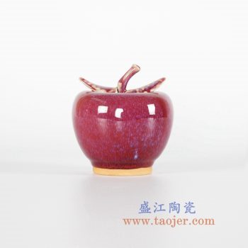 RZFW09    紅釉窯變蘋果雕塑陶瓷擺件