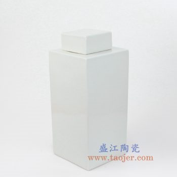 RYSM01-NEW-景德鎮陶瓷 顏色釉 純白色 四方陶瓷罐 儲物罐