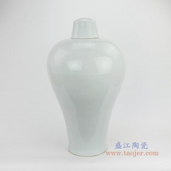 RZNo03 景德鎮陶瓷 單色釉帶蓋白色梅瓶