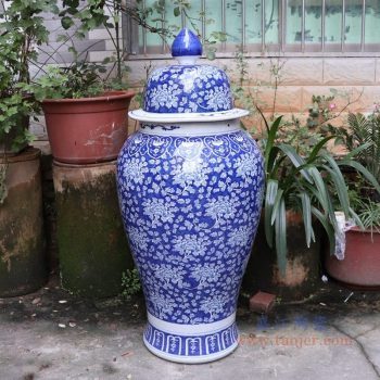 RYLU175-B 景德鎮陶瓷 青花帶蓋儲物罐將軍罐