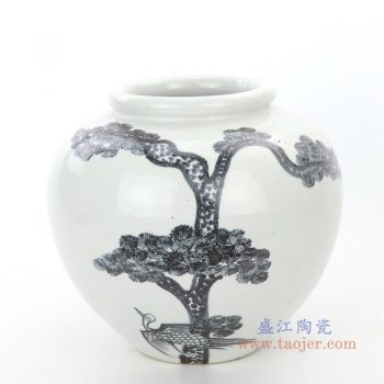 RZPI22-A  盛江陶瓷  仿古做舊樹木圖案高溫單色釉儲物罐