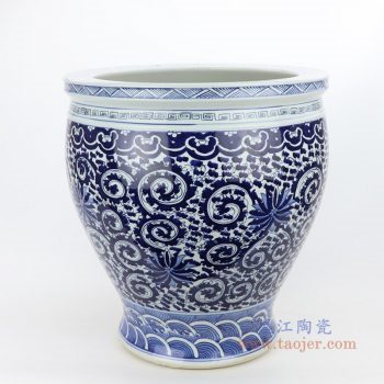 RZMV27-SMALL 景德鎮陶瓷 仿古手繪青花陶瓷缸睡蓮缸