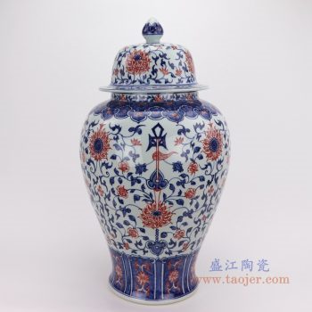 RYVK17 景德鎮陶瓷 陶瓷花瓶青花釉里紅瓷器擺件手繪將軍罐
