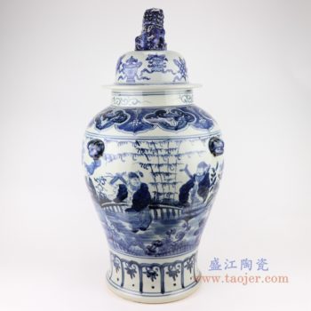 RZSC14-A/B/C 景德鎮青花中國風手繪人物圖陶瓷將軍罐