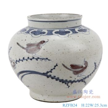 RZFB24  手工手繪復古青花中式茶葉罐仿古花鳥陶瓷