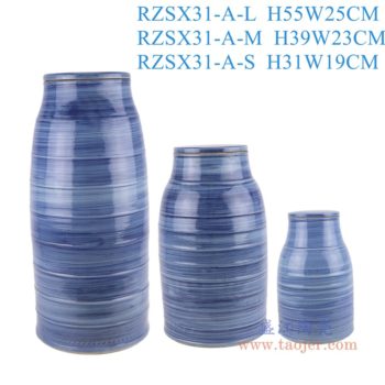 RZSX31-L-M-S-ZUHE   顏色釉藍色條紋線圈紋直筒冬瓜罐大中小號組合圖