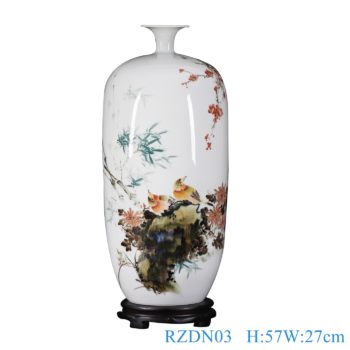 RZDN03   釉下彩手繪花鳥花瓶      高：57直徑：27口徑：底徑：重量：KG