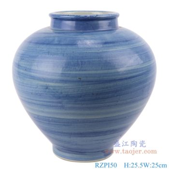 RZPI50   青花條紋缸壇罐子；   高：25.5直徑：25口徑：12底徑：11重量：3.1KG