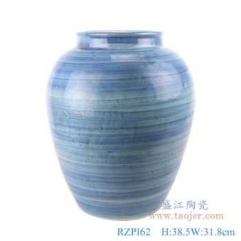 RZPI62   青花條紋罐子缸；   高：38.5直徑：31.8口徑：18底徑：17重量：8KG