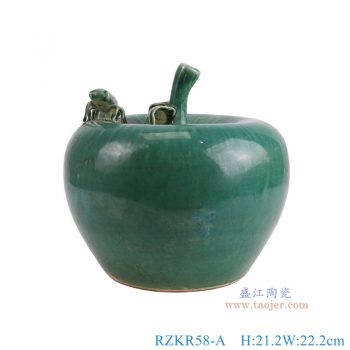 RZKR58-A  綠色蘋果雕塑 高21.2直徑22.2底徑14重量1.9KG