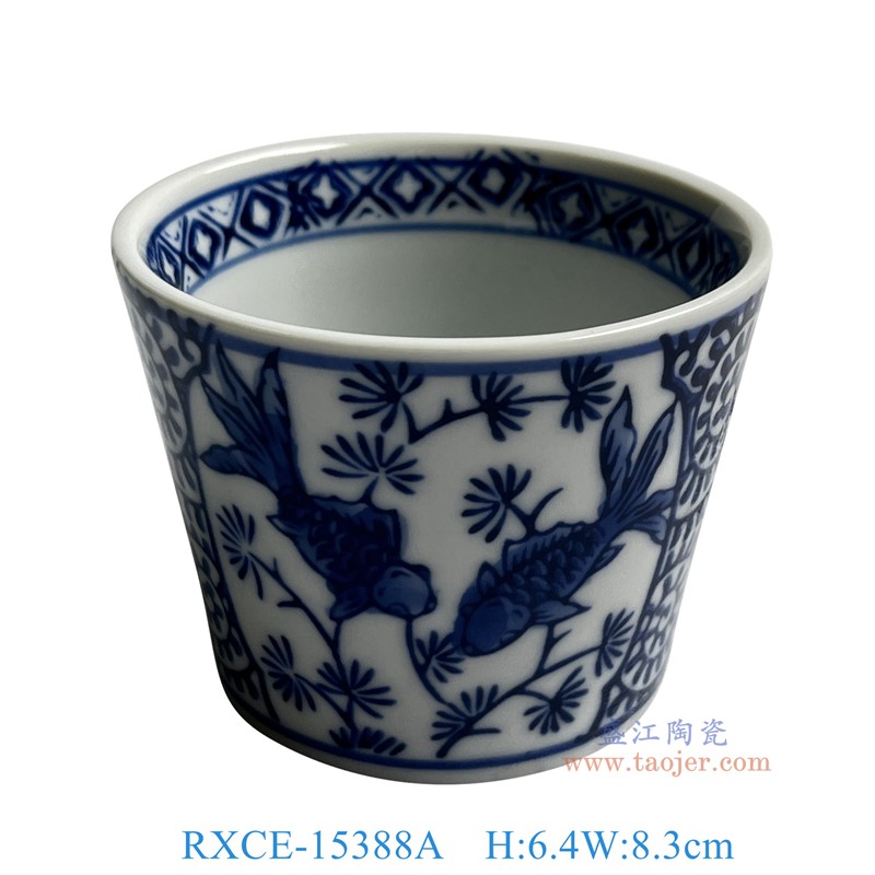 RXCE-15388A 青花雙魚紋杯子 高6.35直徑8.3