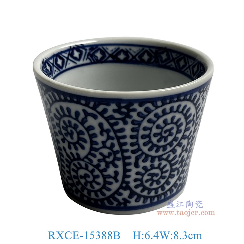 RXCE-15388B 青花纏枝杯子 高6.35直徑8.3