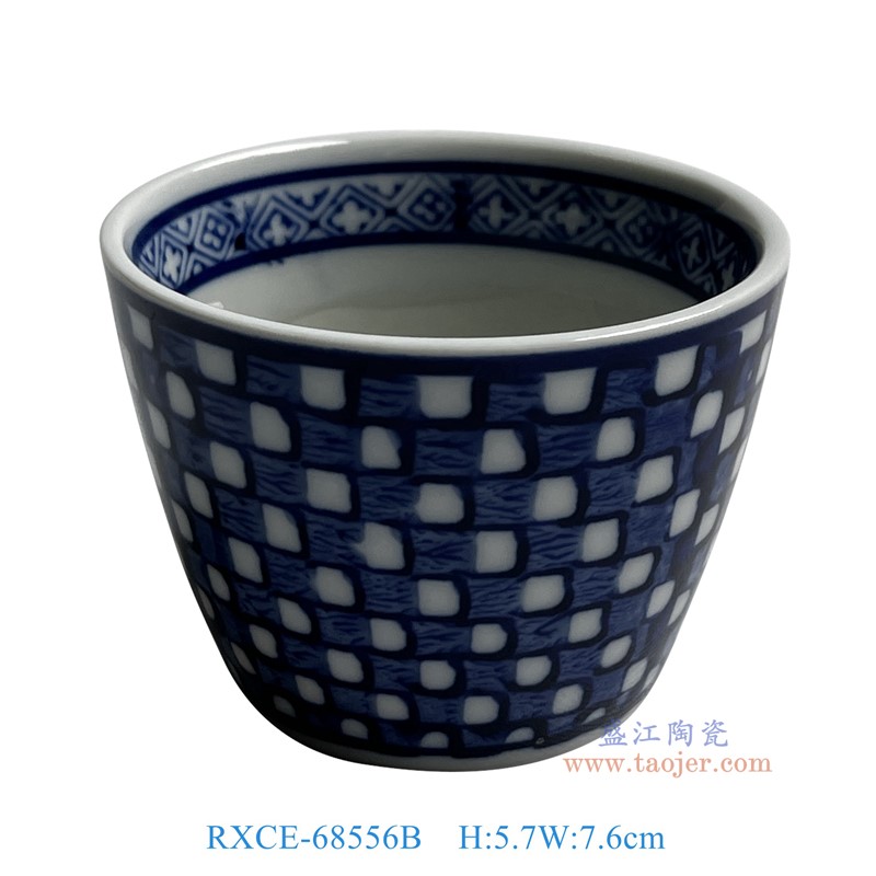RXCE-68556B 青花藍白方格杯子 高5.715直徑7.62