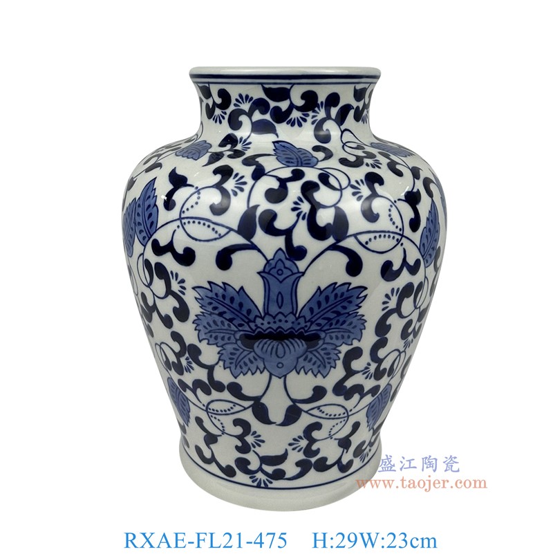 RXAE-FL21-475青花纏枝蓮花瓶高29直徑23