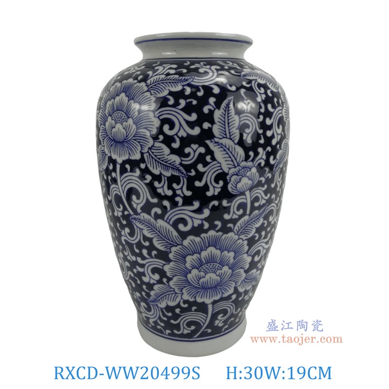 RXCD-WW20499S手工蓮花紋冬瓜瓶小號高30直徑19