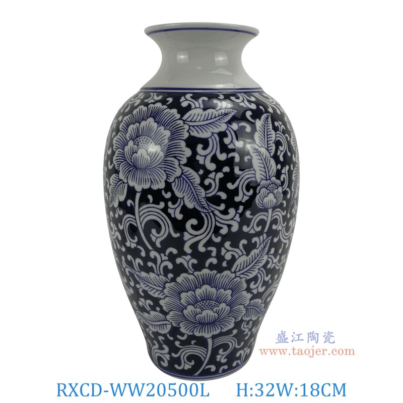 RXCD-WW20500L手工蓮花紋花瓶大號高32直徑18