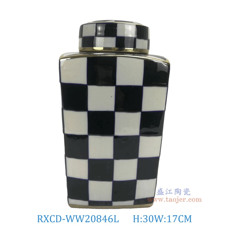 RXCD-WW20846L幾何圖案手工四方罐大號高30邊長17
