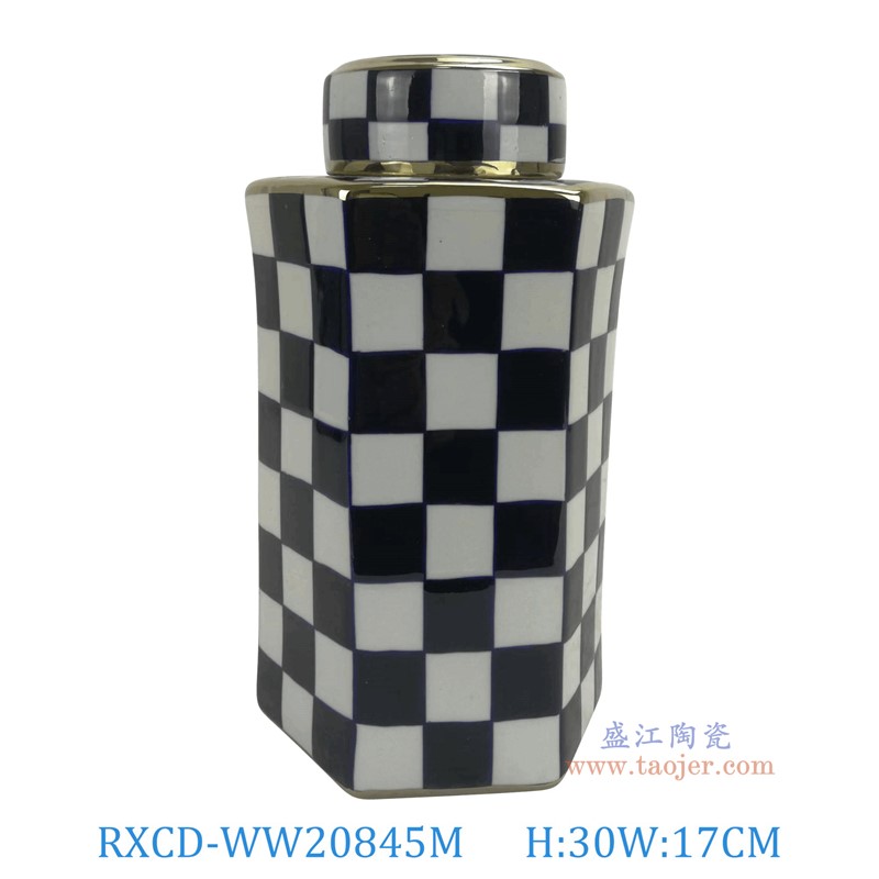 RXCD-WW20845M幾何圖案手工六方罐中號高30長17寬15