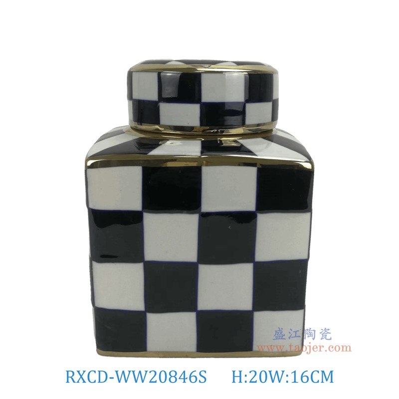RXCD-WW20846S幾何圖案手工四方罐小號高20直徑16