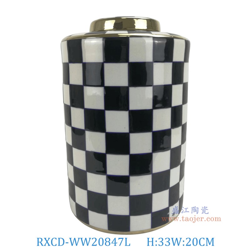 RXCD-WW20847L幾何圖案手工平頂圓罐大號高33直徑20
