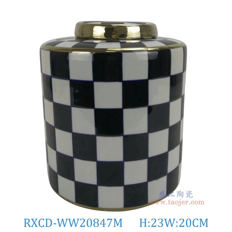 RXCD-WW20847M幾何圖案手工平頂圓罐中號高23直徑20