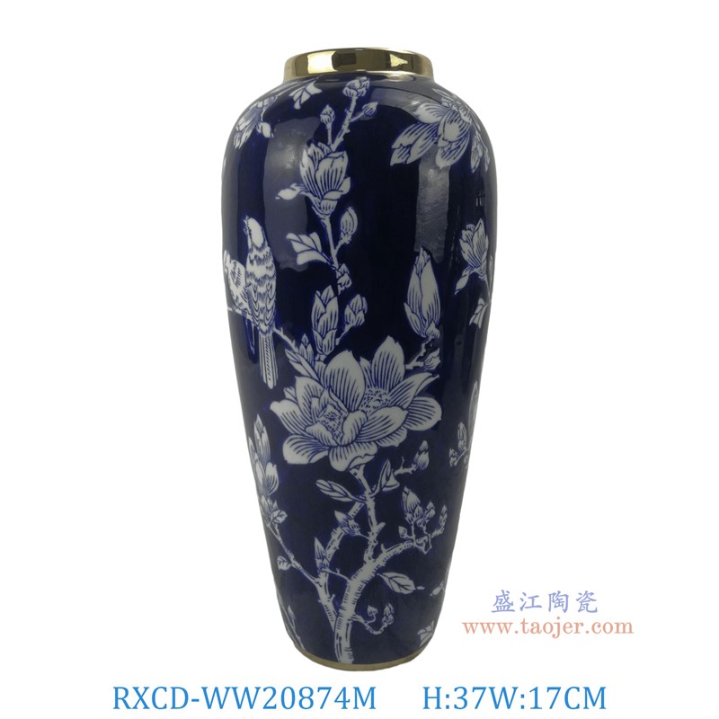 RXCD-WW20874M手工描金喜上眉梢冬瓜瓶中號高37直徑17