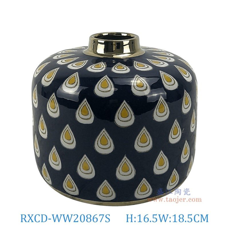 RXCD-WW20867S手工描金花瓶小號高16.5直徑18.5