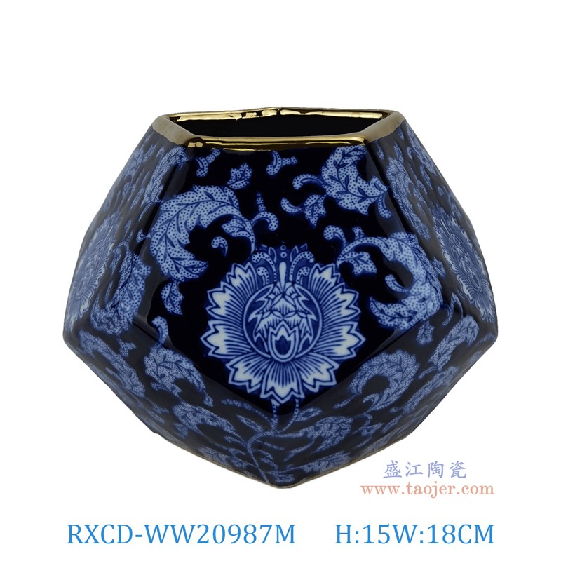 RXCD-WW20987M手工描金花卉紋花瓶中號高15直徑18