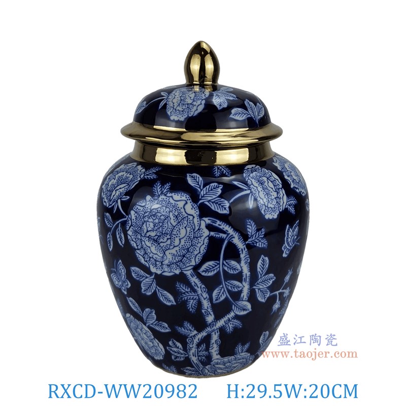 RXCD-WW20982手工描金花卉紋將軍罐高29.5直徑20