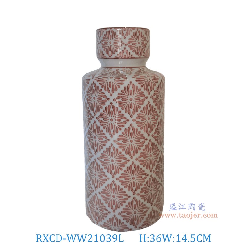 RXCD-WW21039L幾何圖案紅釉擺件大號高36直徑14.5