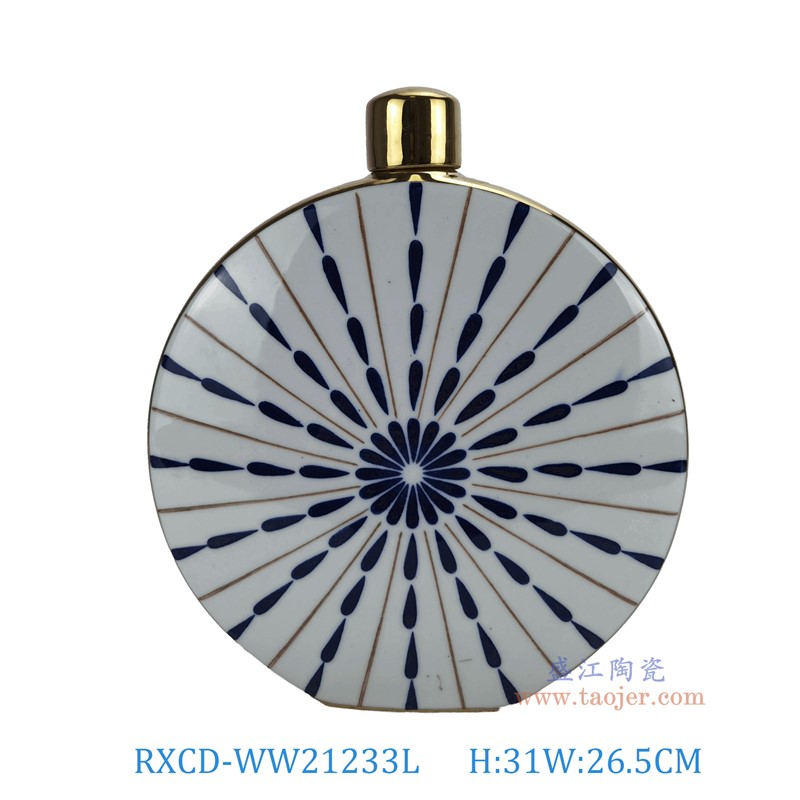 RXCD-WW21233L幾何圖案描金瓶大號高31長26.5寬8