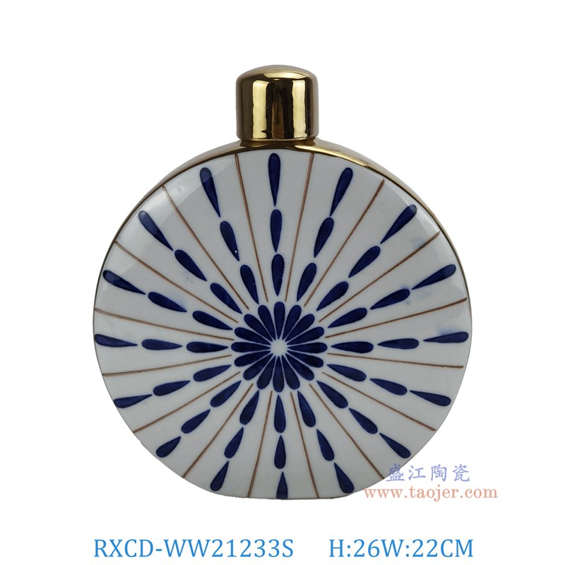 RXCD-WW21233S幾何圖案描金瓶小號高26長22寬7.5