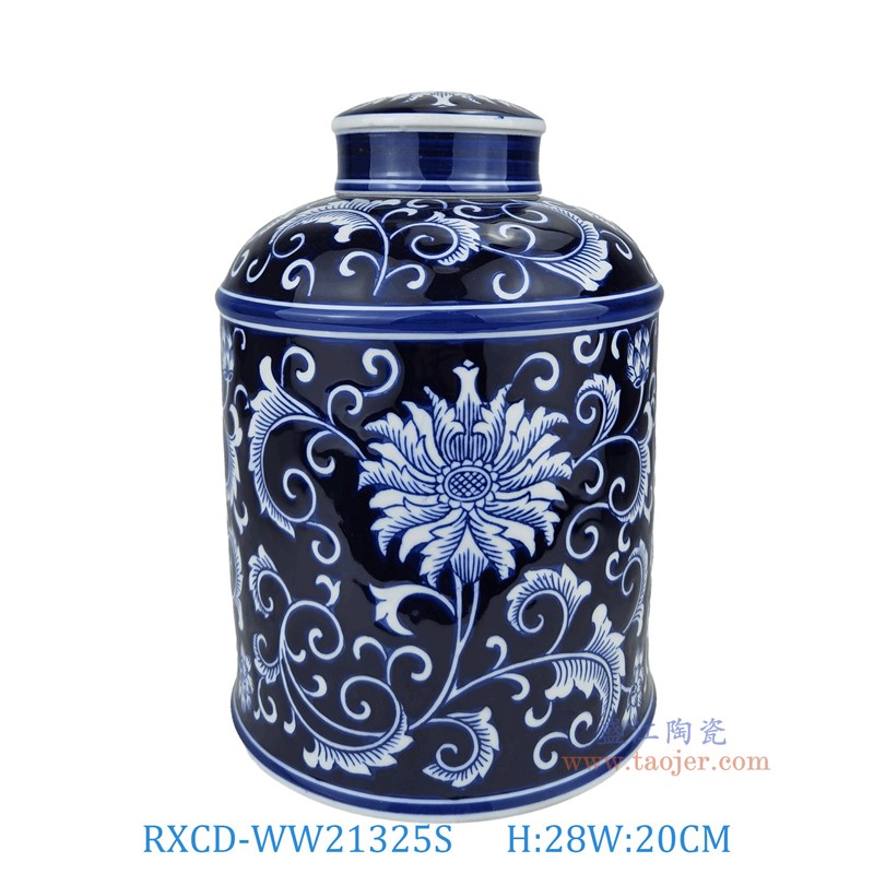RXCD-WW21325S纏枝蓮紋平頂罐小號高28直徑20