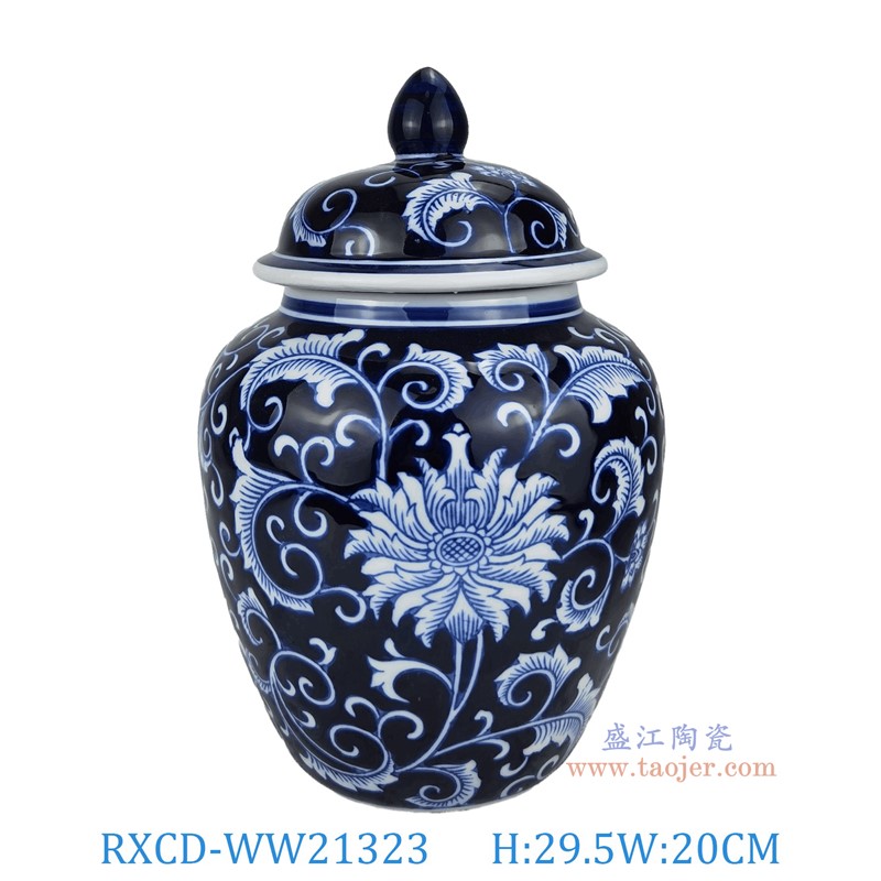 RXCD-WW21323纏枝蓮紋將軍罐高29.5直徑20