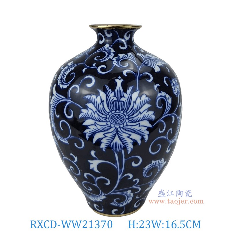 RXCD-WW21370描金蓮花紋花瓶高23直徑16.5
