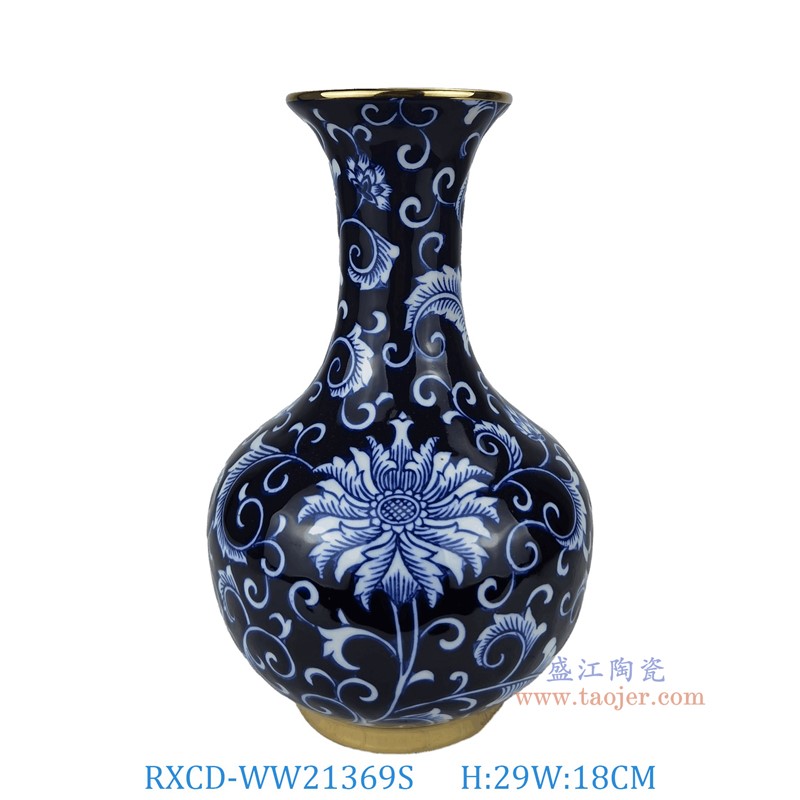 RXCD-WW21369S描金蓮花紋花瓶小號高29直徑18