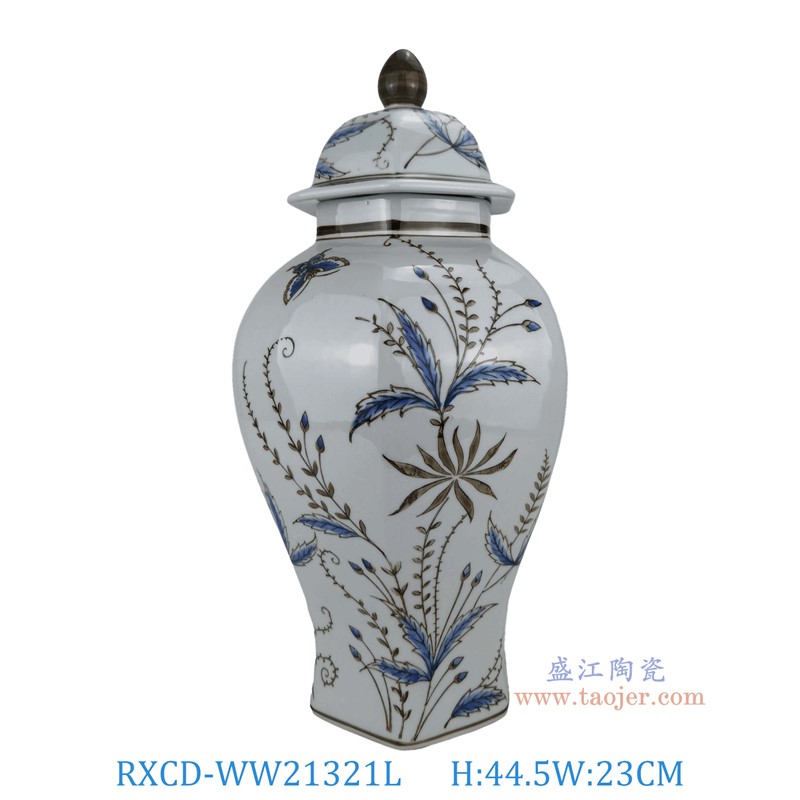 RXCD-WW21321L墨彩水藻紋將軍罐大號高44.5長23寬21.5