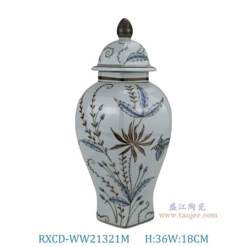 RXCD-WW21321M墨彩水藻紋將軍罐中號高36長18寬16.5