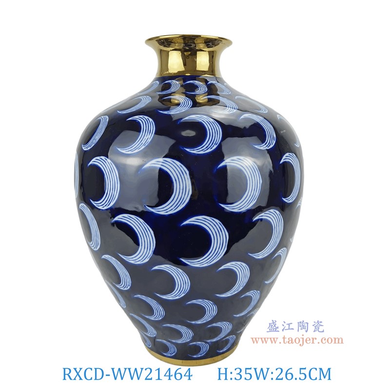 RXCD-WW21464月亮紋金邊花瓶高35直徑26.5